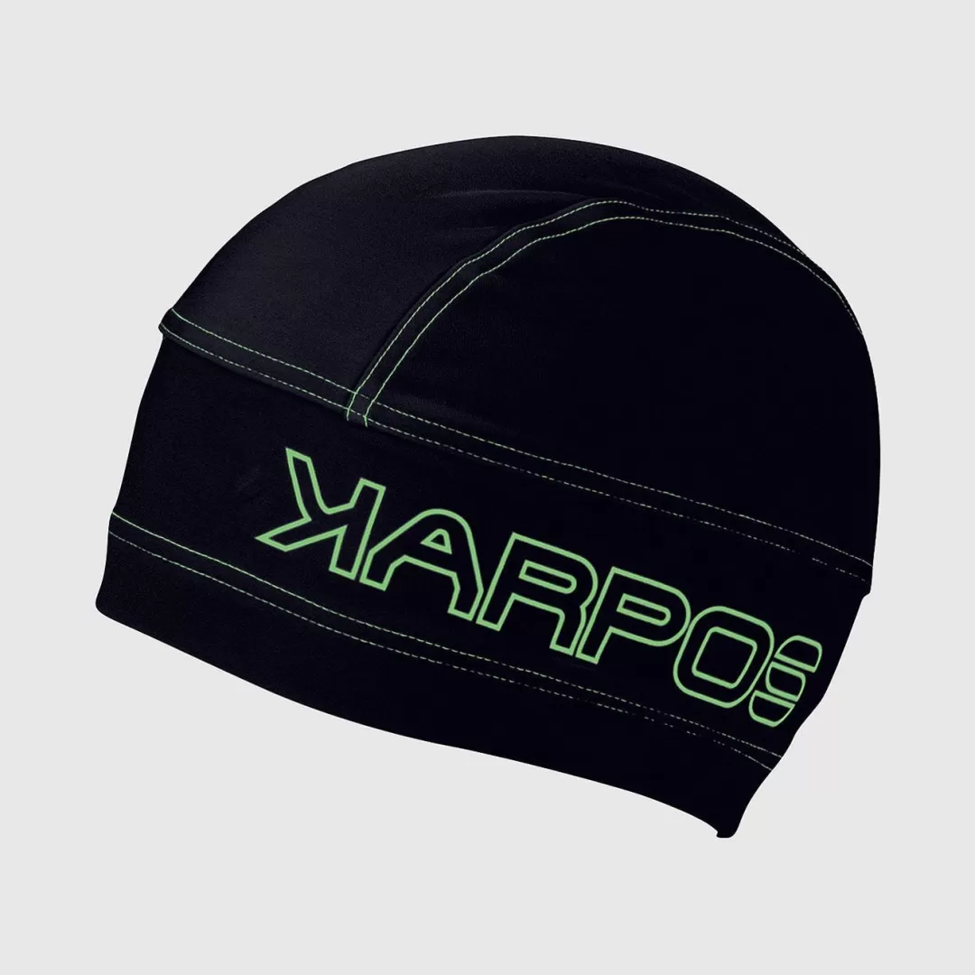 Karpos Winter | Skimo Touring | Skimo Dynamic | Ski Mountaineering | Mountaineering | Mountain Biking | Trail Running | Hiking | Headwear | ALAGNA CAP BLACK GREEN FLUO