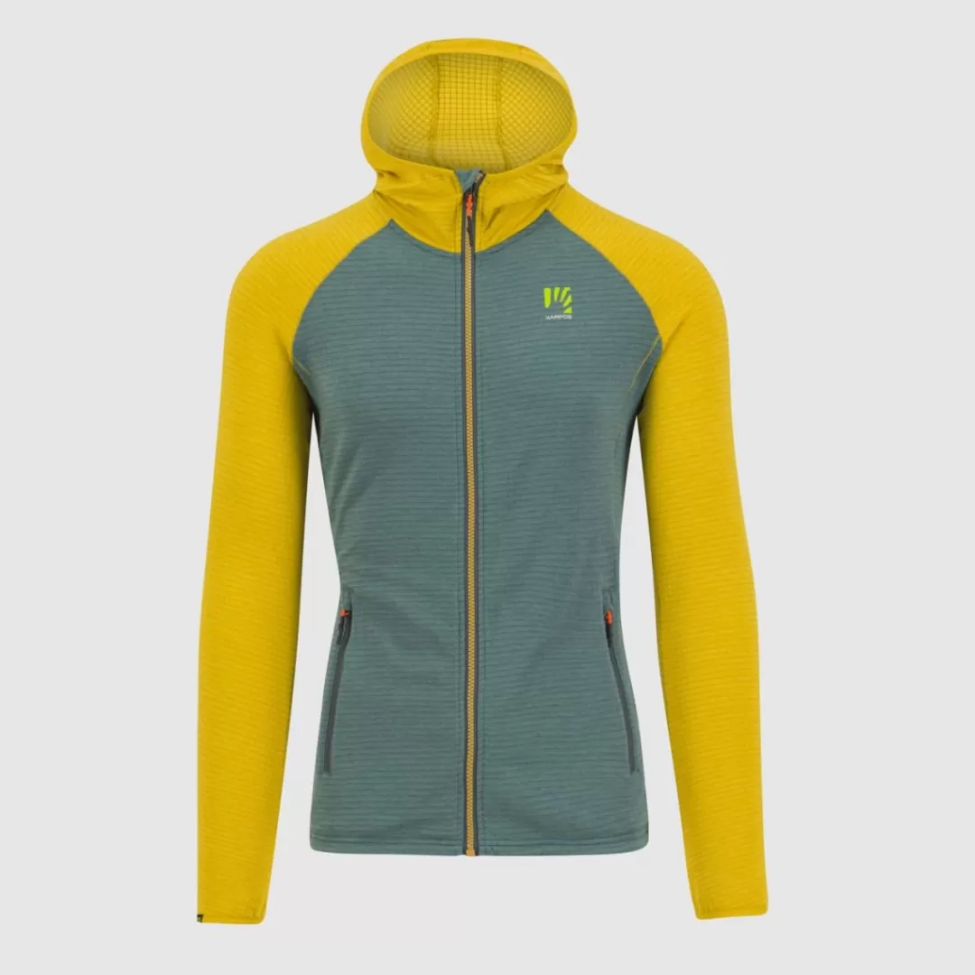 Karpos Mountaineering | Climbing | Hiking | Fleeces | AMBRIZZOLA FULL-ZIP HOODIE NORTH ATLANTIC/LEMON CURRY