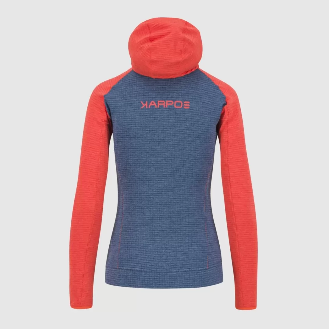 Karpos Mountaineering | Climbing | Hiking | Fleeces | AMBRIZZOLA W FULL-ZIP HOODIE VINTAGE INDIGO/HOT CORAL