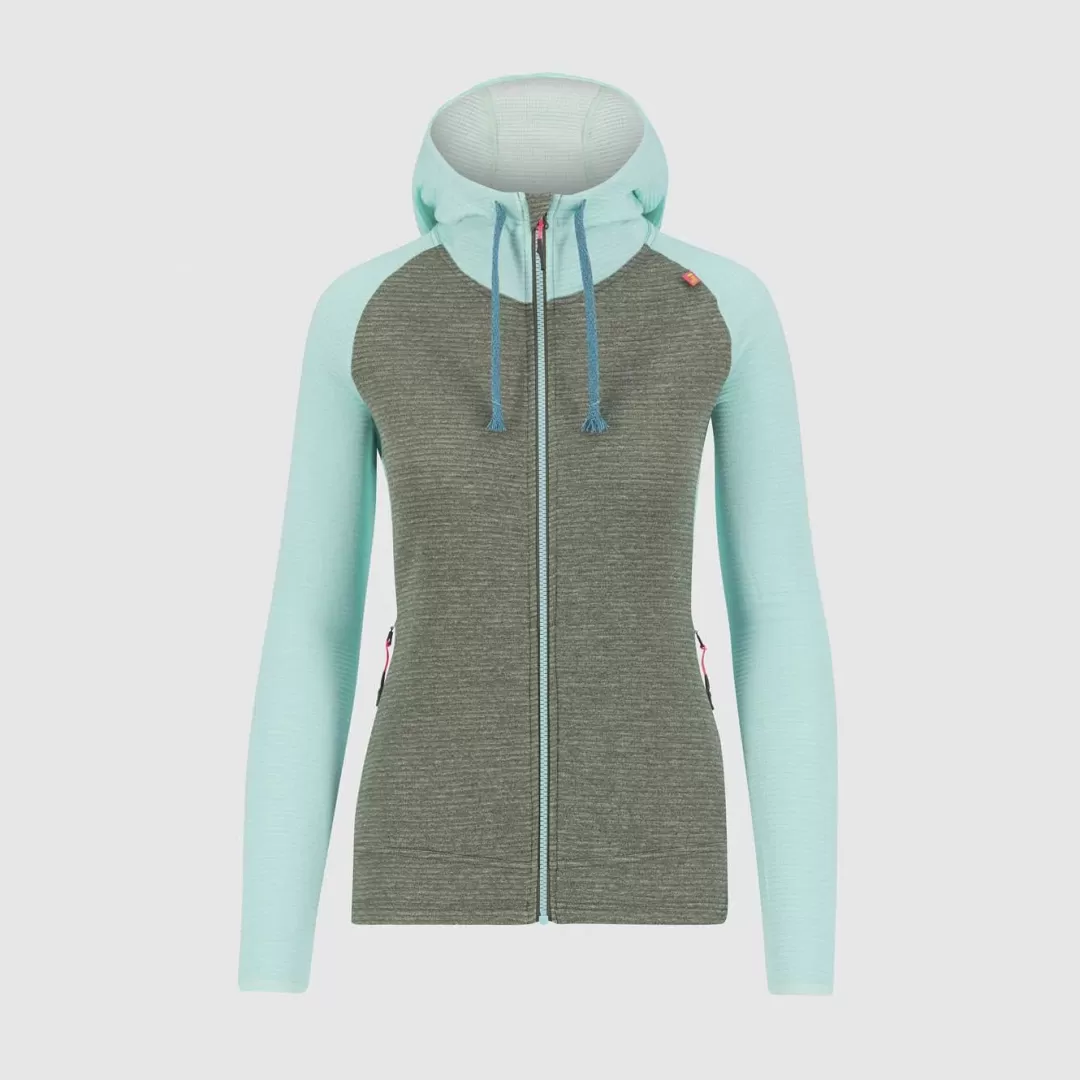 Karpos Lifestyle | Climbing | Fleeces | CAMOSCIO W FULL ZIP HOODIE THYME/AQUA SKY