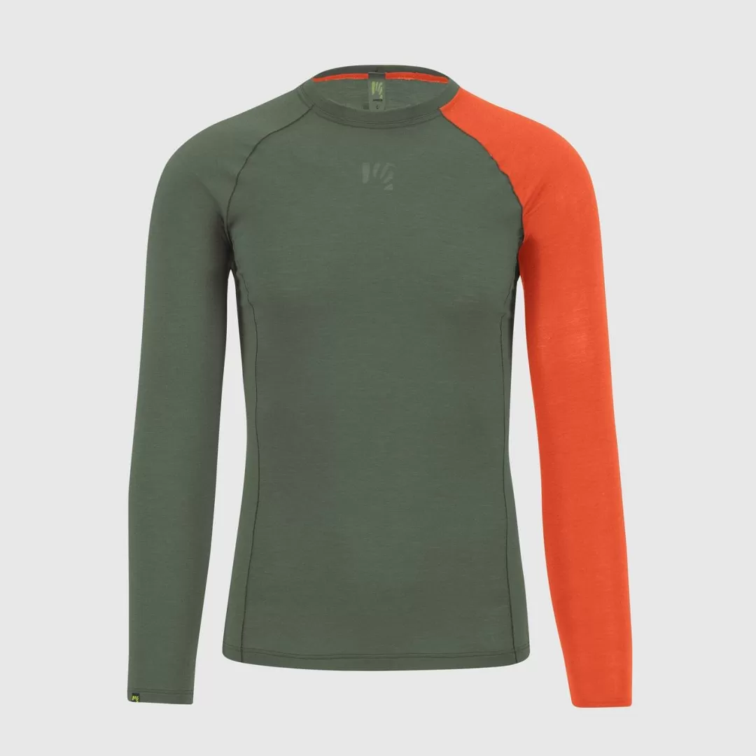 Karpos Winter | Skimo Touring | Ski Mountaineering | Mountaineering | Climbing | Baselayer | DINAMICO MERINO 130 JERSEY LS THYME/SPICY ORANGE