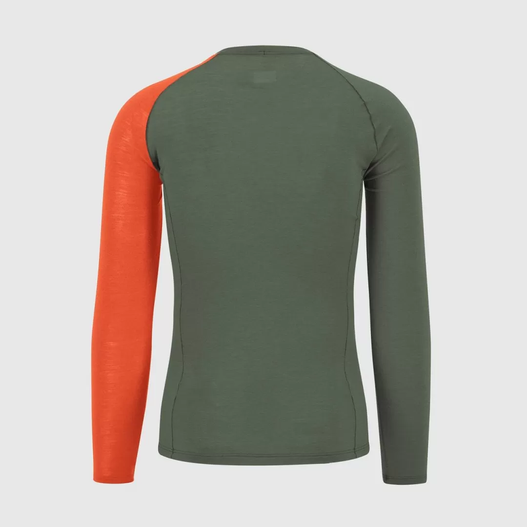 Karpos Winter | Skimo Touring | Ski Mountaineering | Mountaineering | Climbing | Baselayer | DINAMICO MERINO 130 JERSEY LS THYME/SPICY ORANGE