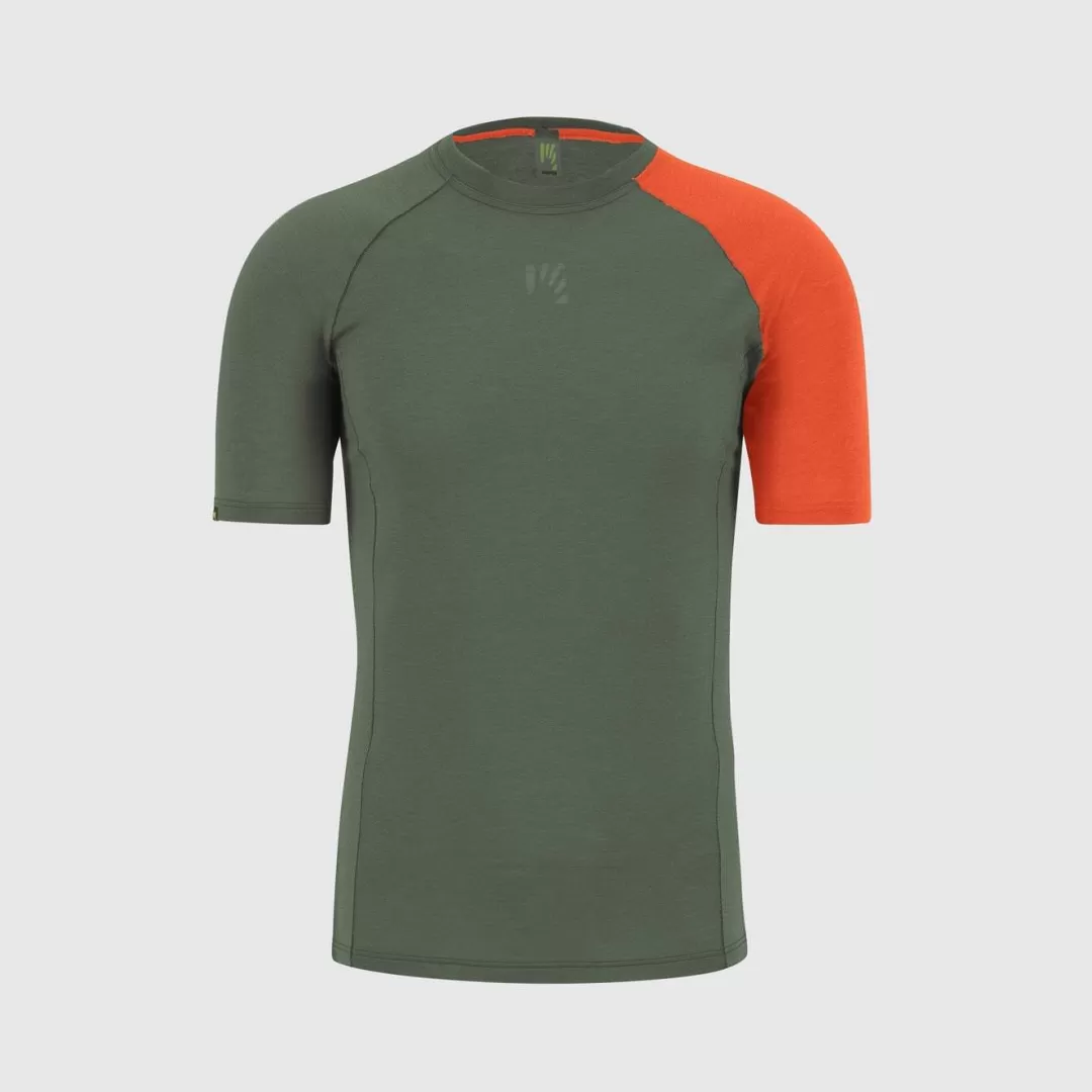 Karpos Winter | Skimo Touring | Ski Mountaineering | Mountaineering | Climbing | Baselayer | DINAMICO MERINO 130 T-SHIRT THYME/SPICY ORANGE