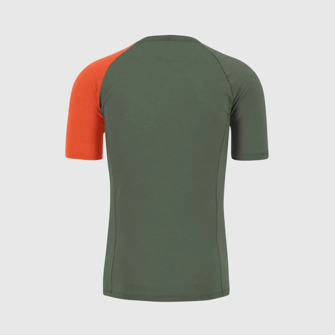 Karpos Winter | Skimo Touring | Ski Mountaineering | Mountaineering | Climbing | Baselayer | DINAMICO MERINO 130 T-SHIRT THYME/SPICY ORANGE