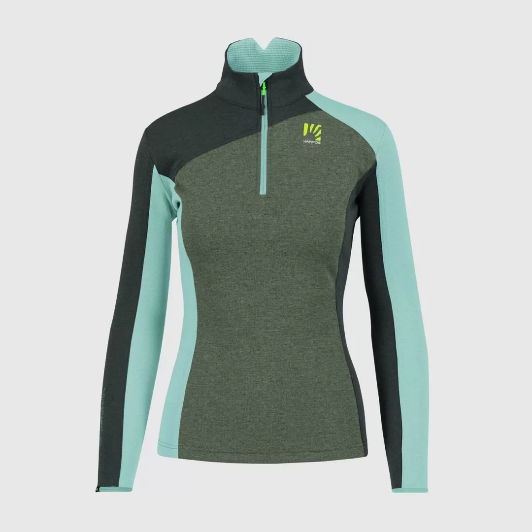 Karpos Winter | Fleeces | FEDERA HALF-ZIP W FLEECE THYME/BLACK SAND/AQUA SKY