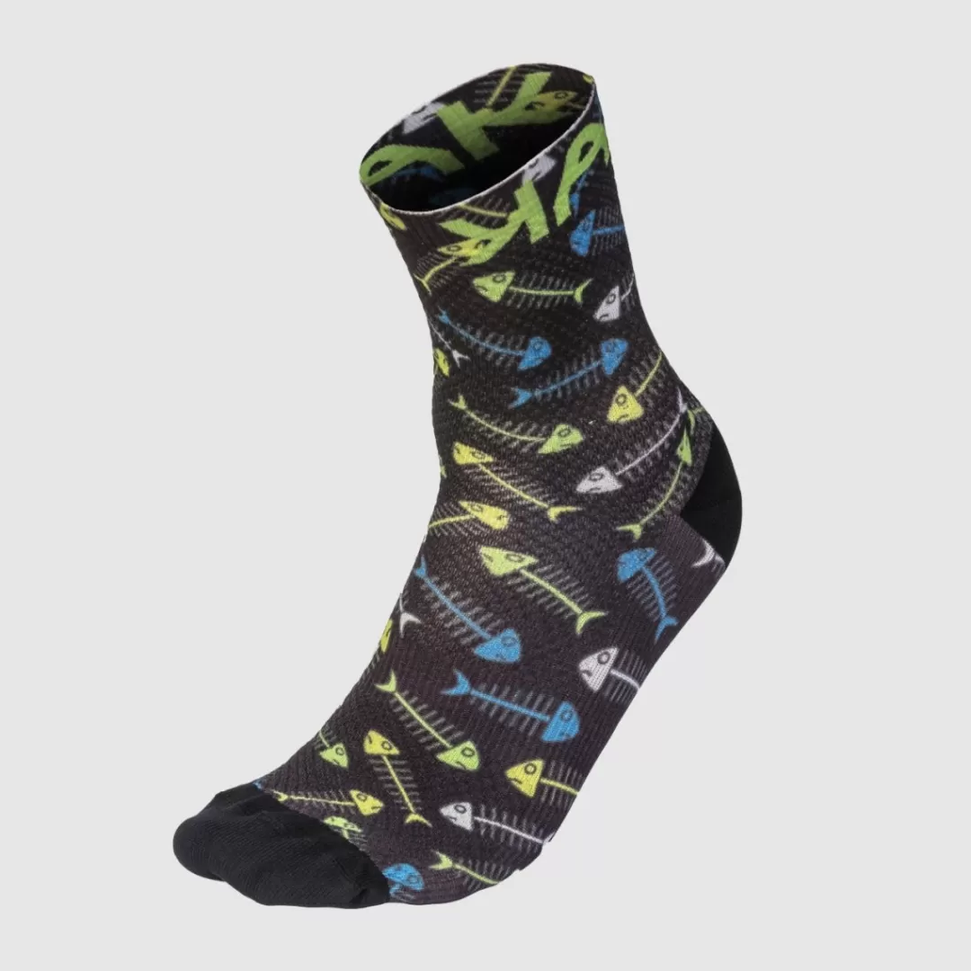 Karpos Mountain Biking | Trail Running | Hiking | Accessories | GREEN FIRE SOCKS BLACK/GREEN F/YELLOW F/WHITE