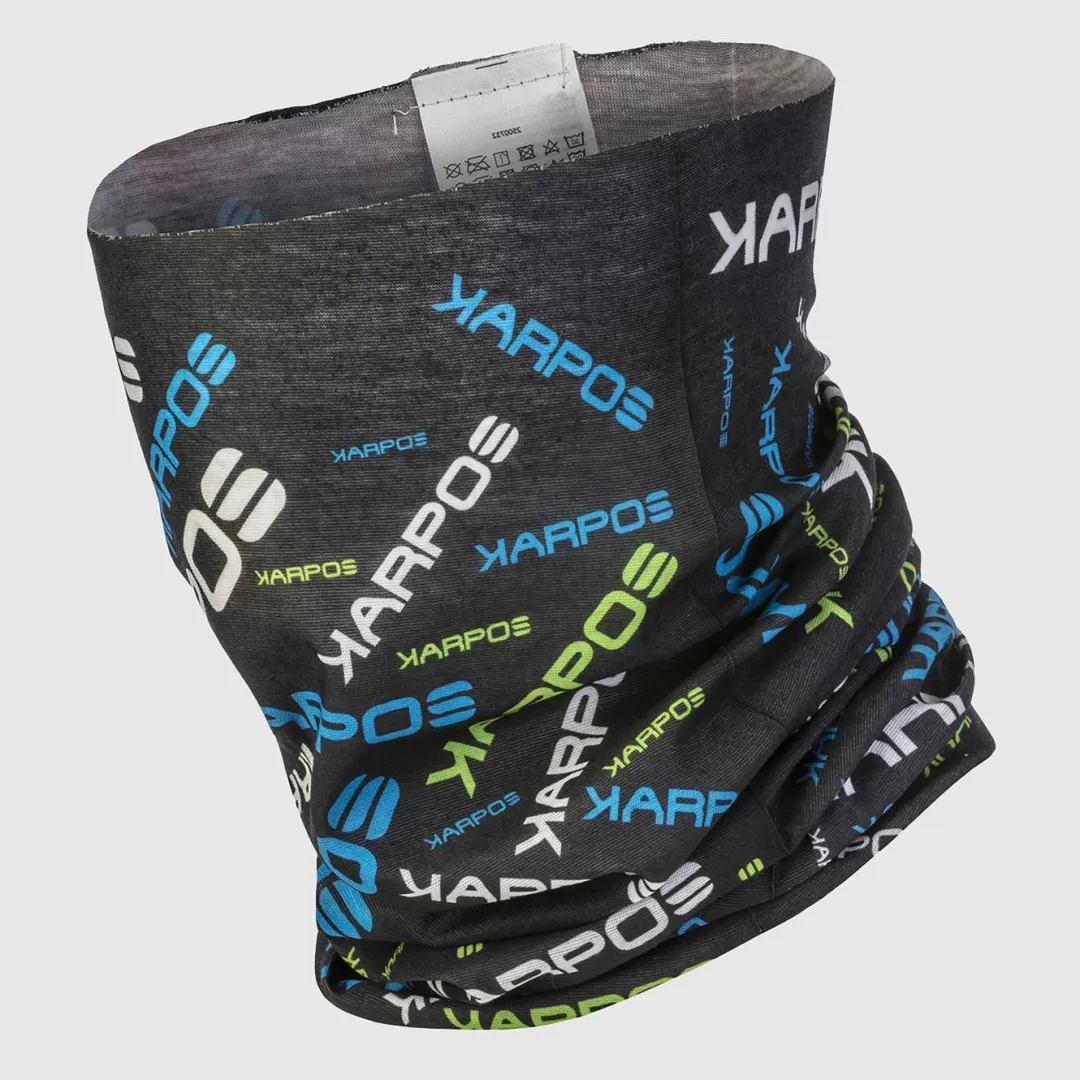 Karpos Winter | Skimo Touring | Skimo Dynamic | Ski Mountaineering | Mountaineering | Mountain Biking | Climbing | Trail Running | Headwear | NECKWARMER LIGHT BLACK/INDIGO/GREEN FLUO