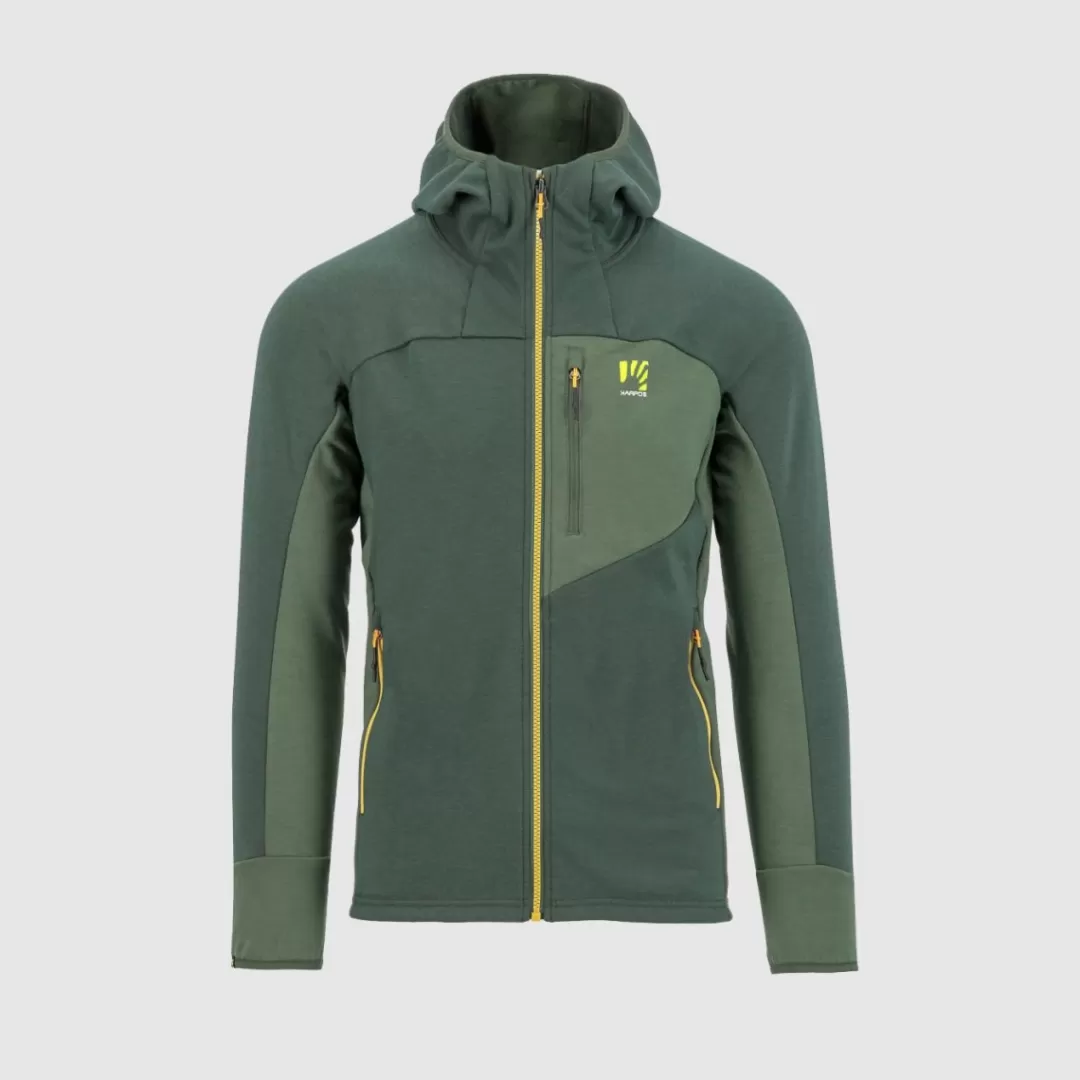 Karpos Winter | Skimo Touring | Ski Mountaineering | Mountaineering | Hiking | Fleeces | MEZZODI HOODIE FLEECE JUNGLE GREEN/SMOKE PINE